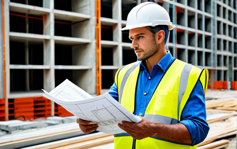 **

"A professional architect, fully clothed in appropriate attire, reviewing blueprints on a construction site, hard hat, safety vest, urban background, safe for work, appropriate content, professional, perfect anatomy, correct proportions, well-formed hands, proper finger count, natural pose, high quality photo."

**