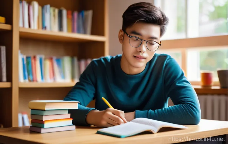 러시아어 동사 변화 - **Prompt 1: Cozy Language Study Session**
    A bright and inviting indoor scene. A young person, ap...