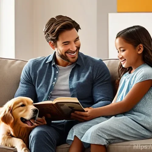 러시아어 격변화 - **Prompt 1: Cozy Family Reading Time**
    A warmly lit, inviting living room scene. A diverse famil...