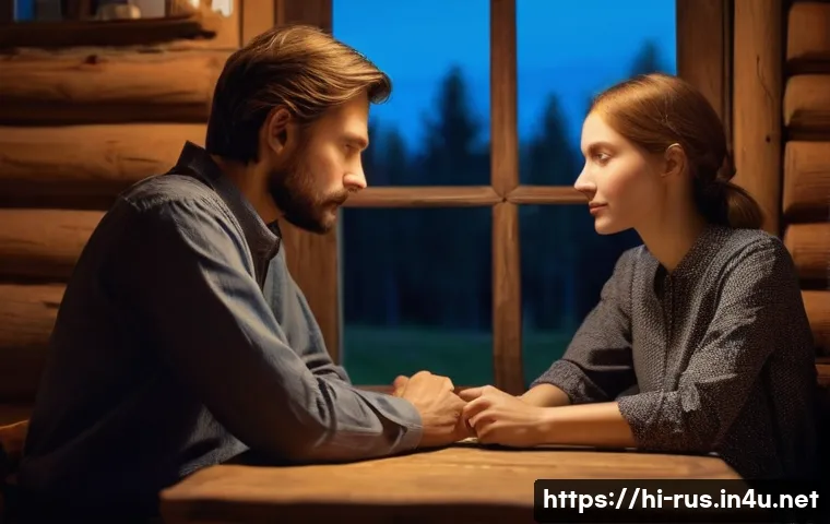 러시아어와 러시아 심리학 용어 - **Prompt:** A serene indoor scene depicting two individuals, a man and a woman, deeply connected thr...