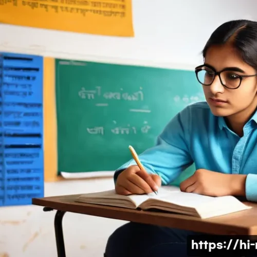 러시아어 학습 책 추천 - A cozy study scene featuring a Hindi-speaking student sitting at a wooden desk surrounded by Russian...