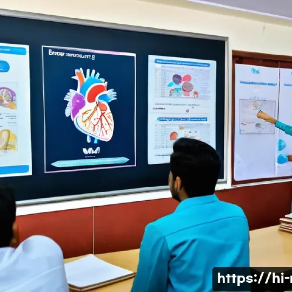 러시아어와 러시아 의료 용어 - A professional medical classroom setting in India, showing a diverse group of Hindi-speaking medical...