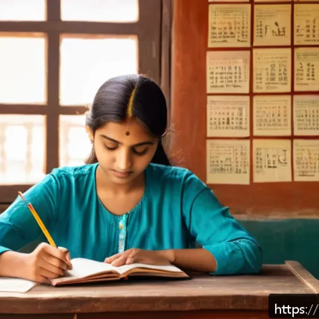 러시아어 원어민과 대화하는 법 - A detailed classroom scene showing a Hindi-speaking adult learner sitting attentively at a wooden de...